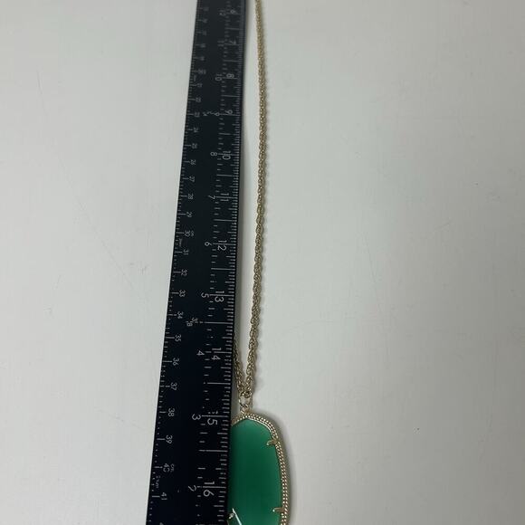 Kendra Scott Rayne Gold Tassel Green Stone 32" Long Chain Pendant Necklace - Picture 5 of 5